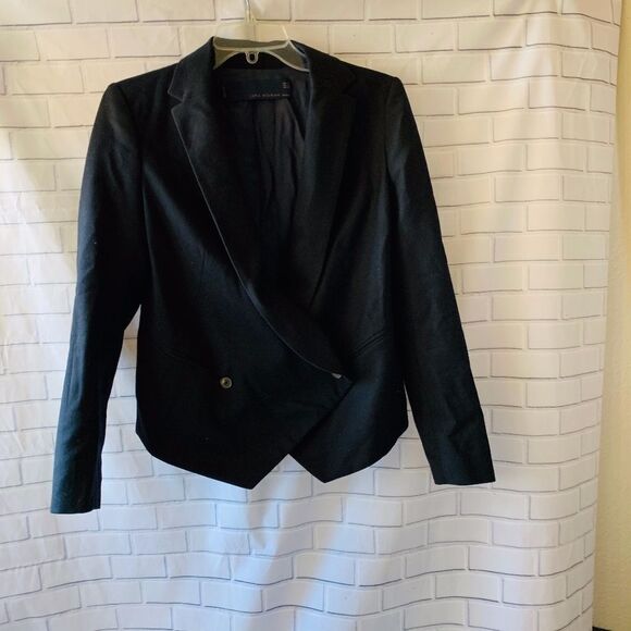 Zara Woman Studio Black Tuxedo Style Blazer Size S - Picture 1 of 6